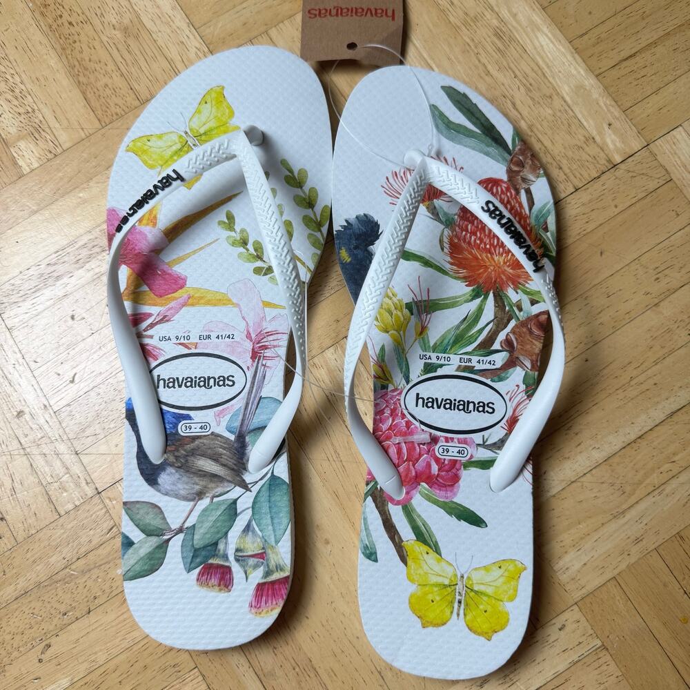 Havaianas Tropical Floral Butterfly Flip Flops Women’s 9/10 NWT